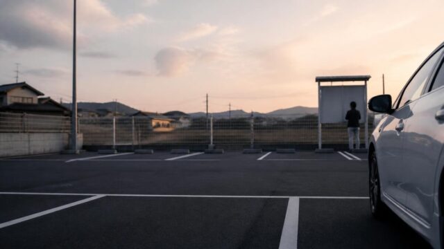 カーリースの納車前に月極駐車場を確認する様子