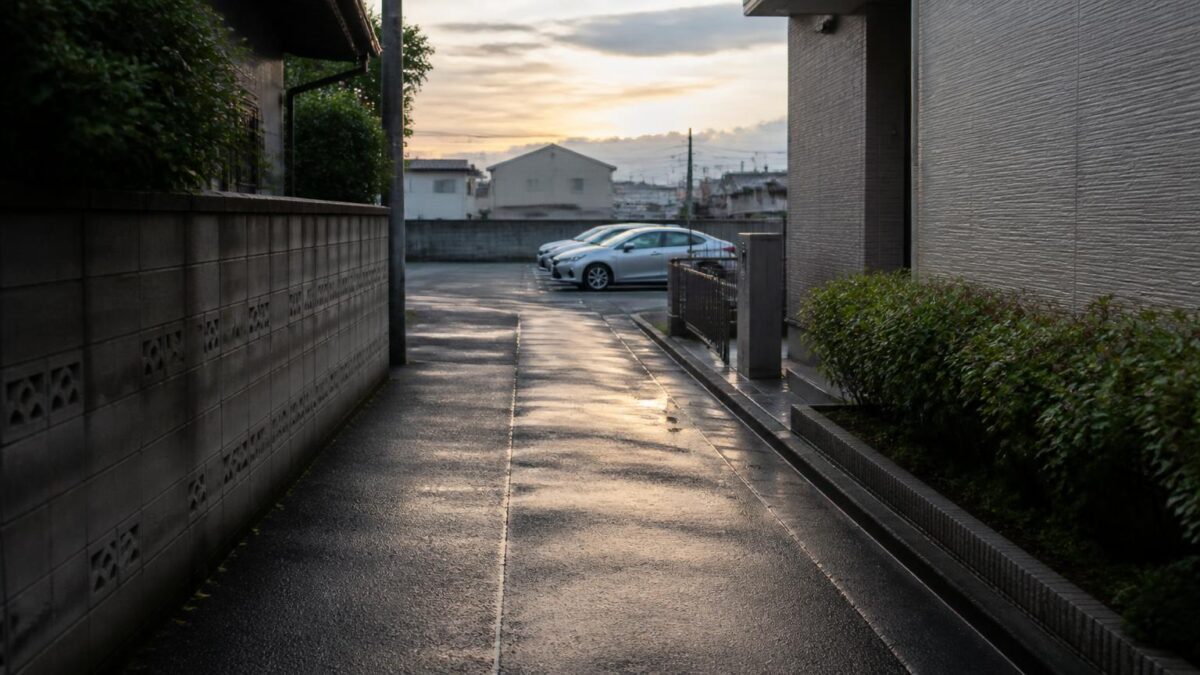 自宅から少し離れた月極駐車場へ向かう住宅街の風景