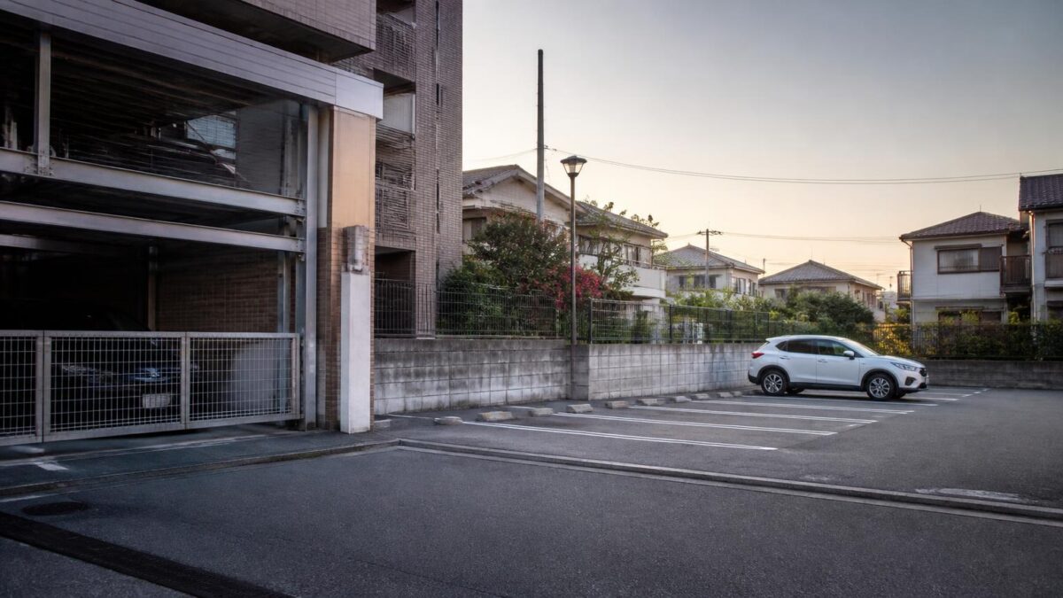 マンションの2台目駐車場を探す様子を表す駐車場の写真風イメージ